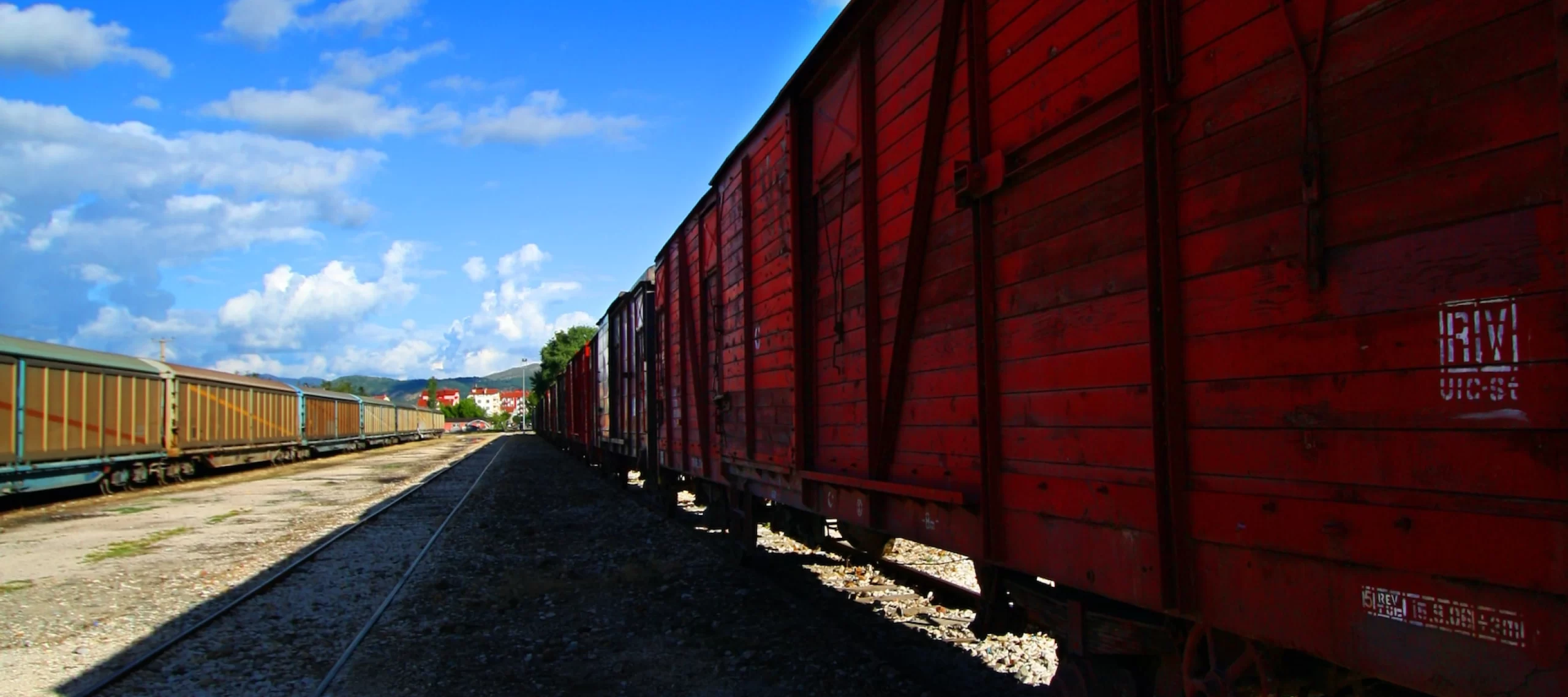 A red rail car.